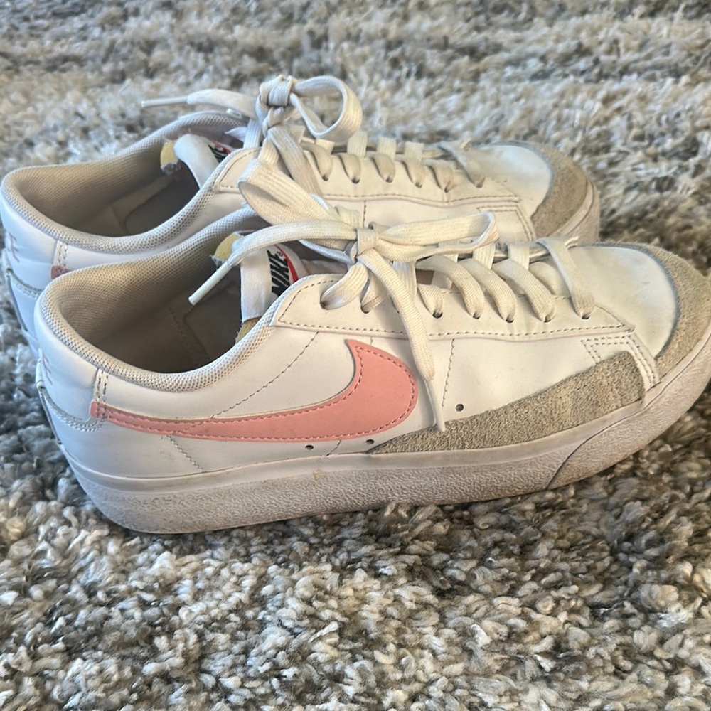 White and Pink Nike Sneakers | Platform Blazers